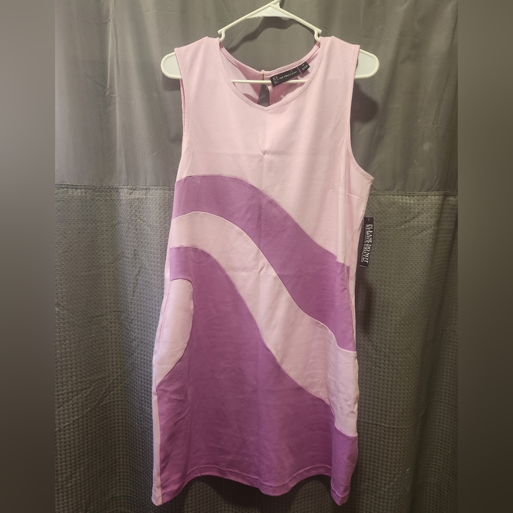 NWT New York & Company Light Pink And Purple Dress With Pockets
